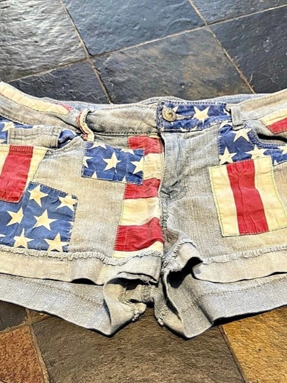 LEI Ashley Lowrise American Flag Denim Jean Shorts Size 13